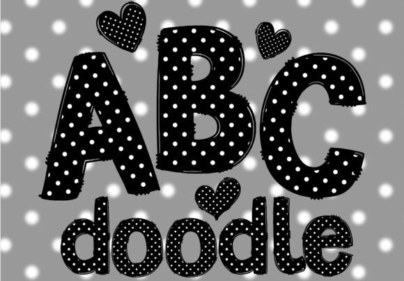 Black White Polka Dots Doodle Letters: A Playful Font