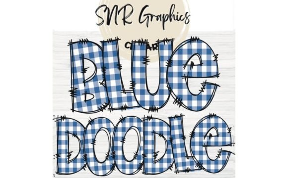 Blue Gingham Doodle Letters: A Charming Alphabet Clipart Set