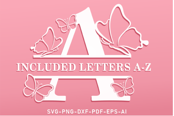 Butterfly Monogram Split Letters SVG