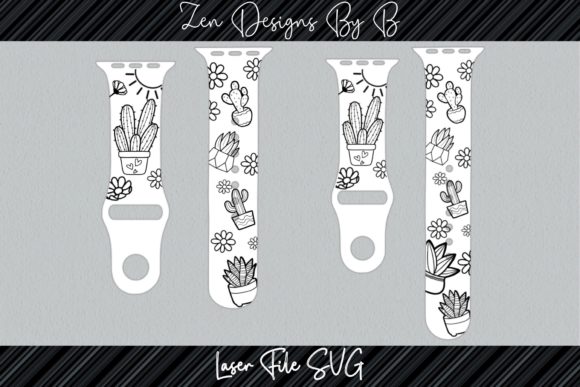 Cactus and Daisy Watch Band: A Stylish Design Asset