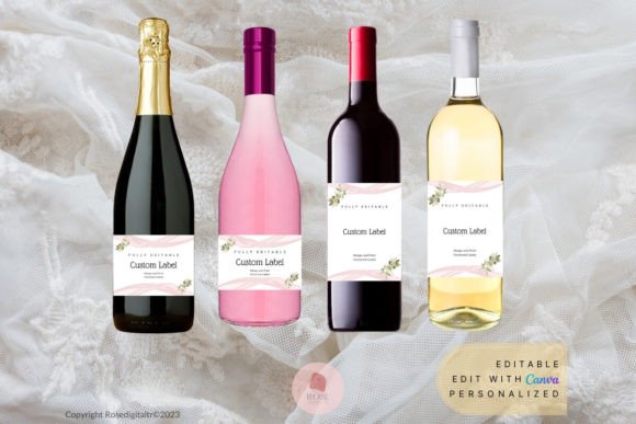 Design Custom Bridal Shower Champagne and Wine Label Templates