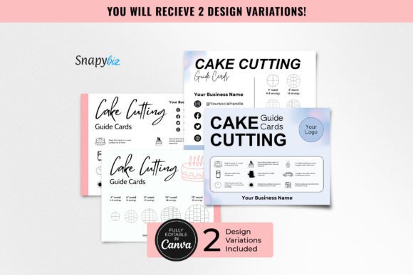 Editable Cake Care Cutting Guide Cards