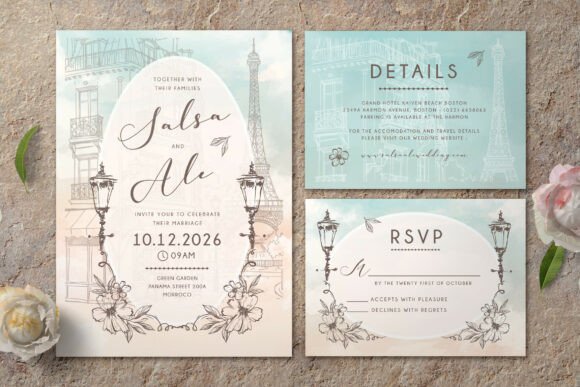 Paris Wedding Invitation Set