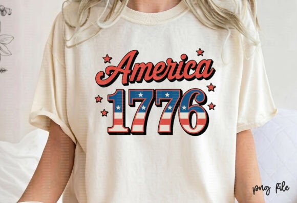 Retro America 1776 Patriotic Flag PNG