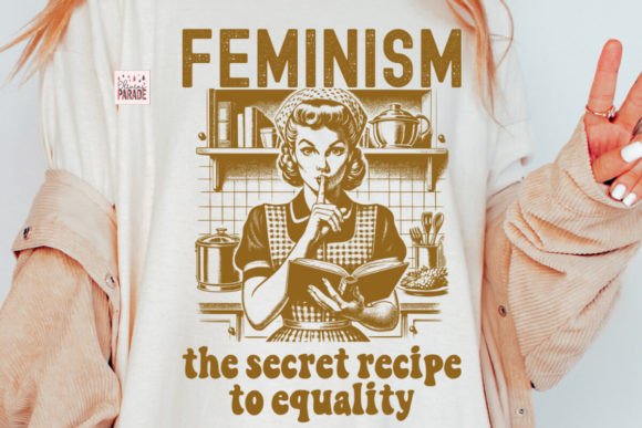 Retro Feminist Equality PNG: 1940s Housewife Design
