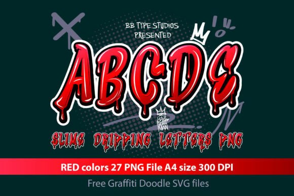 Slime Dripping Red a-Z Letters PNG: Creative Font Guide