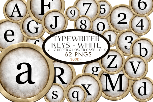 White Typewriter Keys Vintage