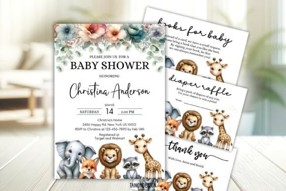 Woodland Animal Baby Shower Invitation Bundle Set
