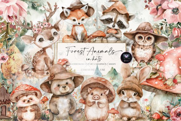 Woodland Animals Clipart Watercolor: Charming Designs