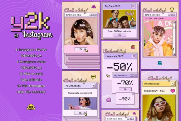Y2K Instagram Posts & Stories: Fun Retro Templates
